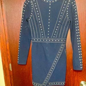 Beautiful dress! Navy blue with gold studs 💛